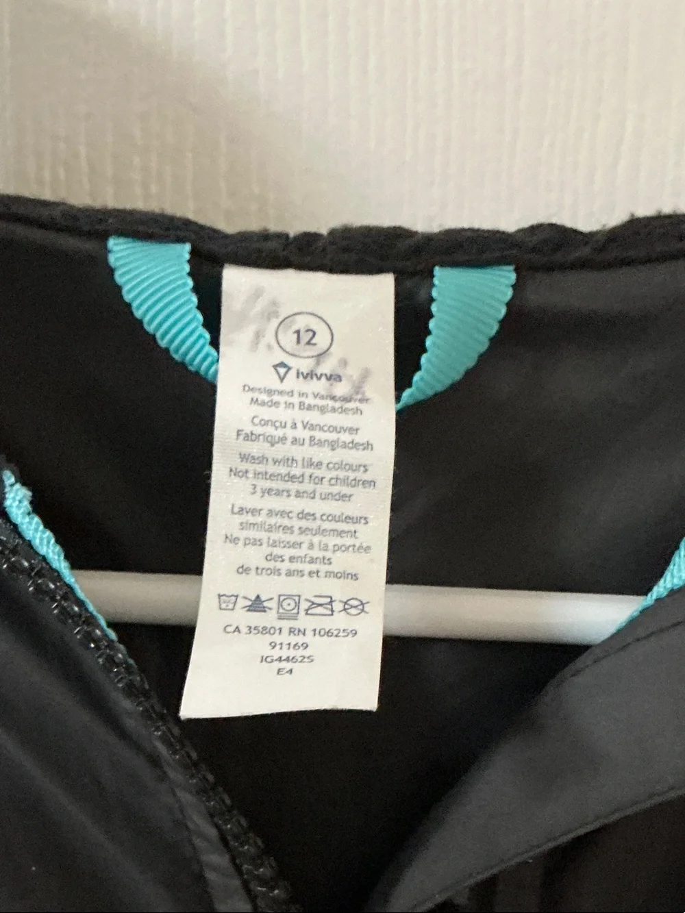 Ivivva Black Hooded Lightweight Rain Jacket